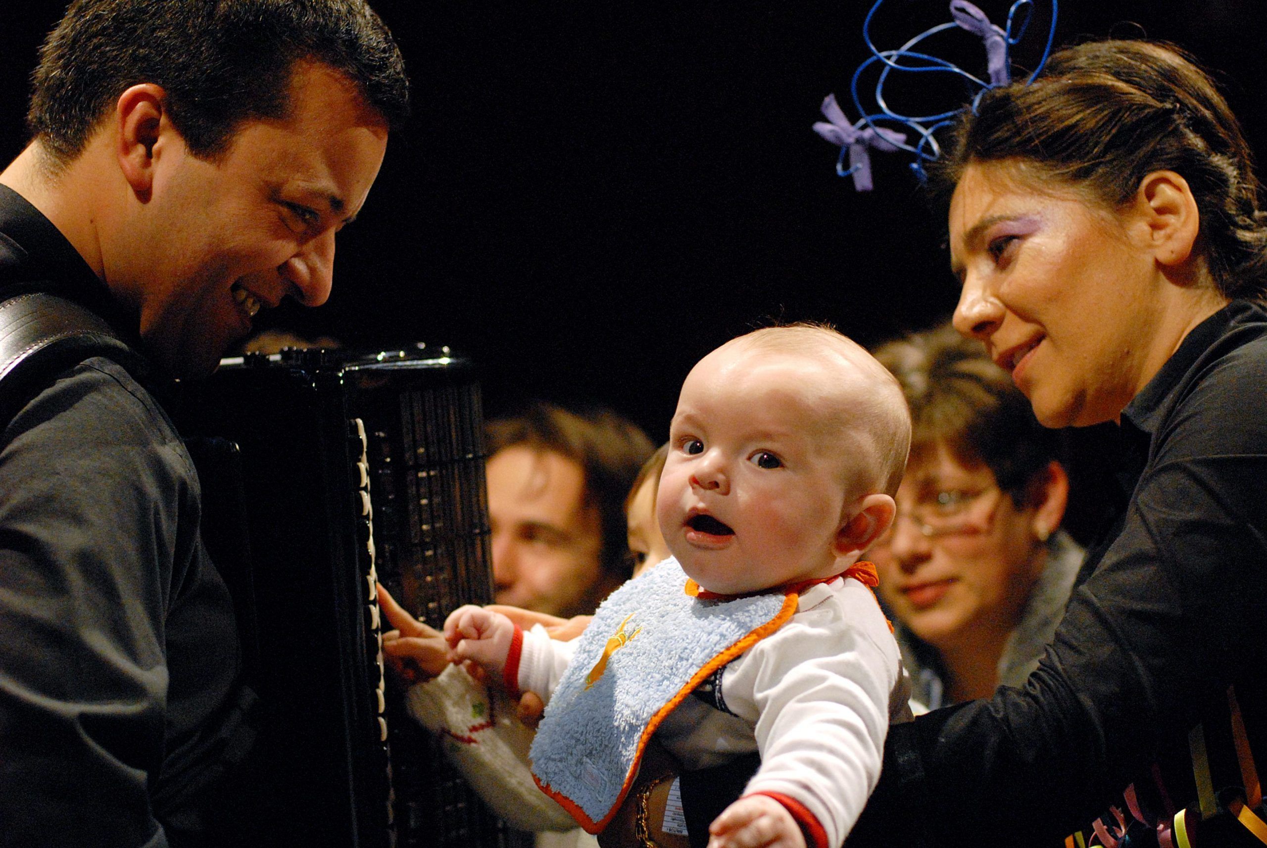 accordion and baby happy